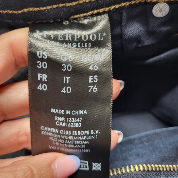 Liverpool Kingston Modern Slim Straight Jeans Dark Stanton Wash Button Zip 30x34 - Picture 11 of 13